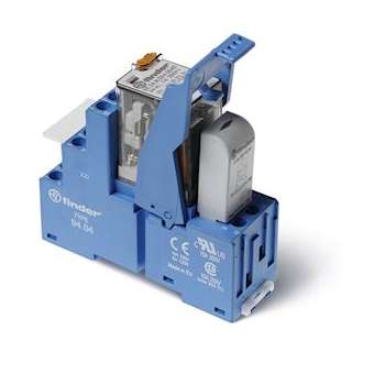 Interface 4RT 7A 24V DC, étrier métal, à cage, LED + diode|Finder-FID583490240050SMA