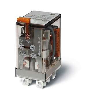 Relais de puissance 2RT 12A 24V DC, bouton test + indicateur mécanique|Finder-FID563290240040