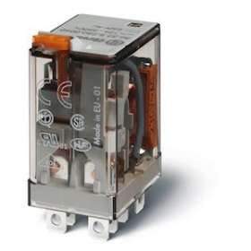 Relais de puissance 2RT 12A 24V DC, bouton test + indicateur mécanique|Finder-FID563290240040