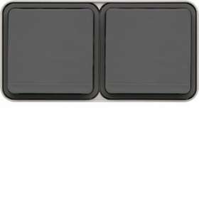 cubyko Prise double horizontale 2P+T saillie gris IP55|Hager-HAGWNC122