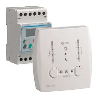 Gestionnaire énergie simplifié pour chauf élec 2 zones sur 7 jours 230V|Hager-HAG49354