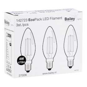 Ecopack Lot 3Pcs Led Fil C35 E14 4W (40W) 470Lm 827 Clair|Bailey-BIY142723