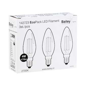 Ecopack Lot 3Pcs Led Fil C35 E14 4W (40W) 470Lm 827 Clair|Bailey-BIY142723