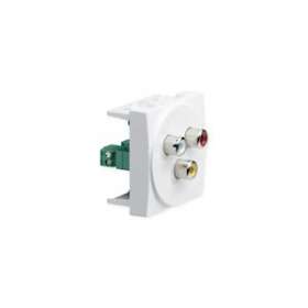 Prise TerCia 3RCA audio et vidéo bornier à vis 2 modules blanche|Iboco-IBOB45100