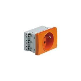 Prise TerCia 2 pôles + terre simple spécial goulotte orange|Iboco-IBOB45015