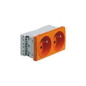 Prise TerCia 2 pôles + terre double spécial goulotte orange|Iboco-IBOB45025