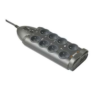 S8 LAN TV Parasurtenseur 8 Prises FR + 2 RJ45 + 2 Coax|Infosec communication-IN8S8LANTV