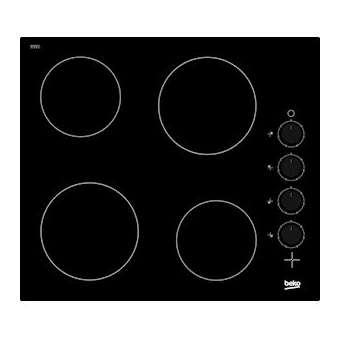 Table de cuisson, 4 Vitrocéramiques, 60 cm, 6 puissances, Noir|Beko france-EKOHIC64100