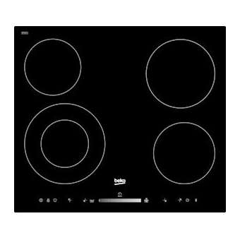 Table de cuisson, 4 Vitrocéramiques, 60 cm, 19 puissances, Noir|Beko france-EKOHIC64502T