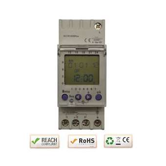 Horloge digitale hebdomataire rail DIN 2M 12V DC 2 Contacts inverseurs (58 pas)|-IZYDTD122