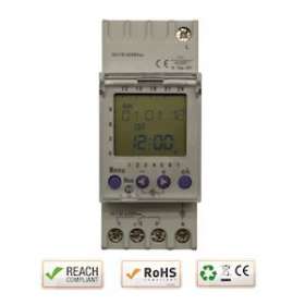 Horloge digitale hebdomataire rail DIN 2M 12V DC 2 Contacts inverseurs (58 pas)|-IZYDTD122