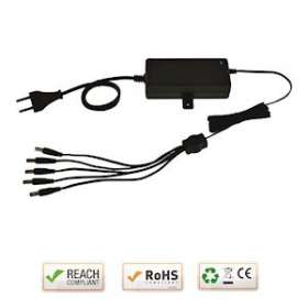 Alimentation bloc table 5 voies 230V AC / 12V DC / 5A Câble 1,5m avec fiche DC|-IZYPST12055