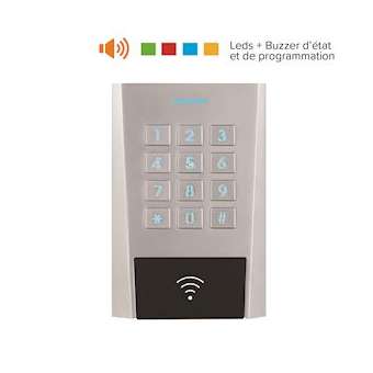 Clavier/Lecteur RFID AXK3 Métal IP64 125 KHz EM 12/24V AC/DC 999u 2R S0 Elec. D.|-IZYAXK320S0EM-EC