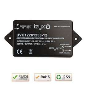 Convertisseur de tension: In 12-24V AC ou 12-50V DC / Out 12V DC 1A|-IZYUVC12281250-12