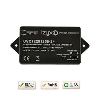 Convertisseur de tension: In 12-24V AC ou 12-50V DC / Out 24V DC 0,5A|-IZYUVC12281250-24