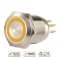 Bouton poussoir acier inox diam. 19 mm Halo jaune 12V DC Contact NO+NC (C)|-IZYSS19Y12C