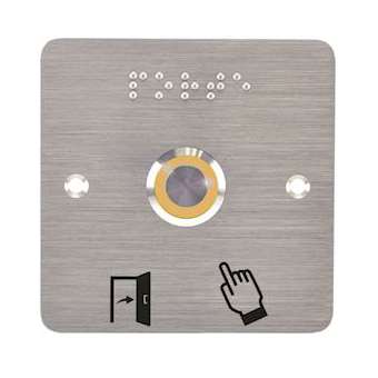 Bouton poussoir acier inox d19 mm Halo jaune 12V DC Contact NO+NC (V) + SSP201|-IZYSS19Y12P201