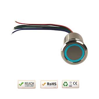 Bouton poussoir PMR acier inox d25 mm Halo B/V/R et buzzer Relais temporisé|-IZYSS25PMR