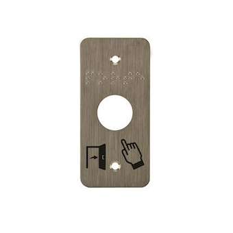 Plaque acier inoxydable 39,5 x 84,5 mm perçage diam. 19 mm braille PORTE + Picto|-IZYSSP101