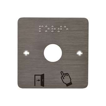 Plaque acier inoxydable 80 x 80 mm perçage diam. 25 mm braille PORTE + Picto|-IZYSSP225