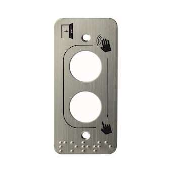 Plaque acier inoxydable 39,5 x 84,5 mm perçages 2xD19 mm braille PORTE + Pictos|-IZYSSP102
