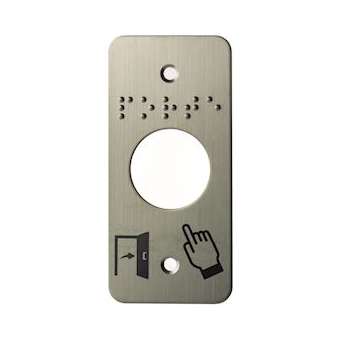 Plaque acier inoxydable 39,5 x 84,5 mm perçage diam. 25 mm braille PORTE + Picto|-IZYSSP125