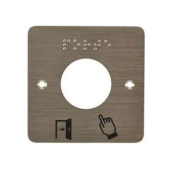 Plaque acier inoxydable 80 x 80 mm perçage diam. 38 mm braille PORTE + Picto|-IZYSSP231