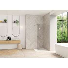 Smart Design solo 140 profilé chromé verre transparent|Blanc aqua production-BL5PA90310CTNE