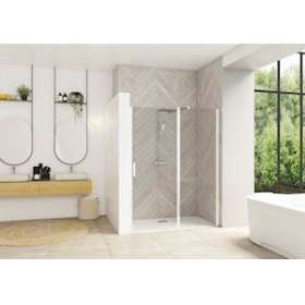 Smart Design porte pivotante XXL sans seuil 120 profilé blanc verre transparent|Blanc aqua production-BL5PA9051BTNE