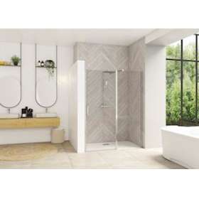 Smart Design porte pivotante XXL sans seuil 120 prof chr verre transparent|Blanc aqua production-BL5PA9051CTNE