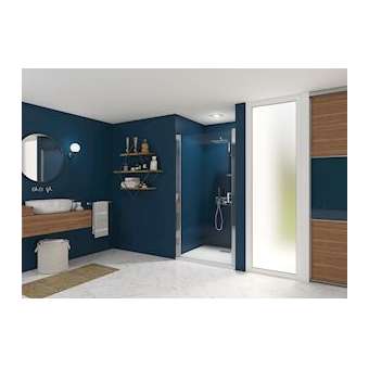 Paroi Smart Express Porte Sans-seuil 80 Chromé Transparent|Blanc aqua production-BL5PA2901CTNE