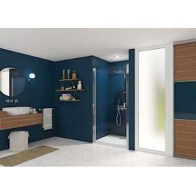 Paroi Smart Express Porte Sans-seuil 80 Chromé Transparent|Blanc aqua production-BL5PA2901CTNE