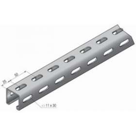Rail STRUT 41x41x1.80, perforé 3 faces, longueur 3m, SZ|Niedax France-NDX652040