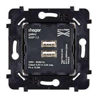 Mécanisme CHARGEUR USB A+A 2PORT 5V-3A POUR COLLECTION DESIR, HITERA ET KARO|Modelec-MD8087-510B