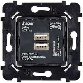 Mécanisme CHARGEUR USB A+A 2PORT 5V-3A POUR COLLECTION DESIR, HITERA ET KARO|Modelec-MD8087-510B