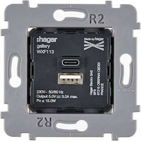 Mécanisme CHARGEUR USB A+C 2PORT 5V-3A POUR COLLECTION CONFIDENCE|Modelec-MD8087-511G
