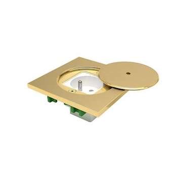 Couvercle sécurisé laiton avec 1 prise de courant 16A 250V NF (france belgique)|Bubox Systems-BUBBFC112-1