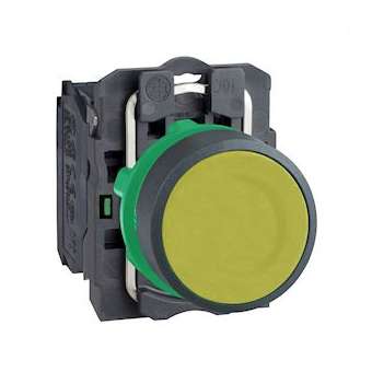 Harmony XB5 - bouton poussoir à impulsion - D22 - jaune - 1F - vis étrier|Schneider Electric-SCHXB5AA51