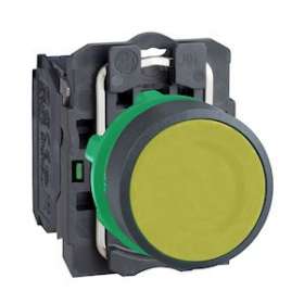 Harmony XB5 - bouton poussoir à impulsion - D22 - jaune - 1F - vis étrier|Schneider Electric-SCHXB5AA51