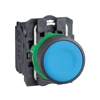 Harmony XB5 - bouton poussoir à impulsion - D22 - bleu - 1F - vis étrier|Schneider Electric-SCHXB5AA61