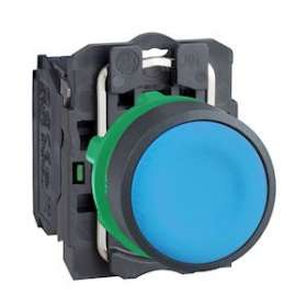 Harmony XB5 - bouton poussoir à impulsion - D22 - bleu - 1F - vis étrier|Schneider Electric-SCHXB5AA61