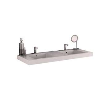 Plan vasque résine de synthese cubique MILANO L1400 - 2 cuves - P540|Neoform industries sas-UIDA0587639