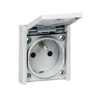 Prise de courant 2P+T éclips montage en plastron format réduit|Legrand-LEG090335