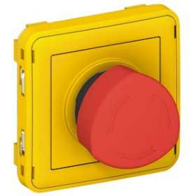 Poussoir à déverrouillage par 1/4 de tour étanche Plexo composable gris/jaune|Legrand-LEG069549