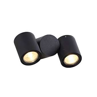 TOPAZE - Appl. Mur Ext. IP54 IK08, 2 têtes, lpes LED 5,2W 3000K 500lm incl.|Aric-ARI50917