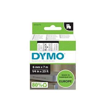 Étiquettes standard D1 6 mm x 7 m, Noir sur Transparent|NWL France-DYMS0720770