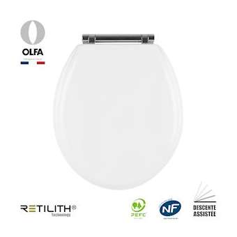Abattant WC OLFA RETILITH modele TRADITION Blanc DESC.ASSIST DECLIPS|Olfa-OL47TD00013001