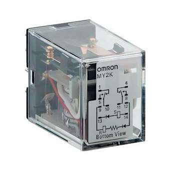 Relais miniature, bistable, 24vca, 2 inverseurs, 5a, montage sur socle|Omron electronics-OMRMY2K-US24VAC