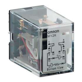 Relais miniature, bistable, 24vca, 2 inverseurs, 5a, montage sur socle|Omron electronics-OMRMY2K-US24VAC