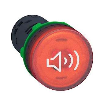 Harmony XB5 - buzzer lumineux - D22 - 90dB - rouge - 24V - racc bornier|Schneider Electric-SCHXB5KS2B4